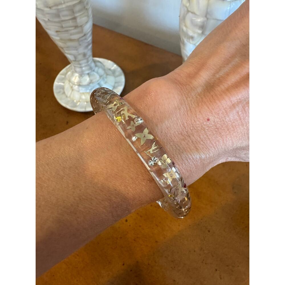 Louis Vuitton Vintage Clear Inclusion Monogram Resin Bangle Bracelet - Picture 2 of 6